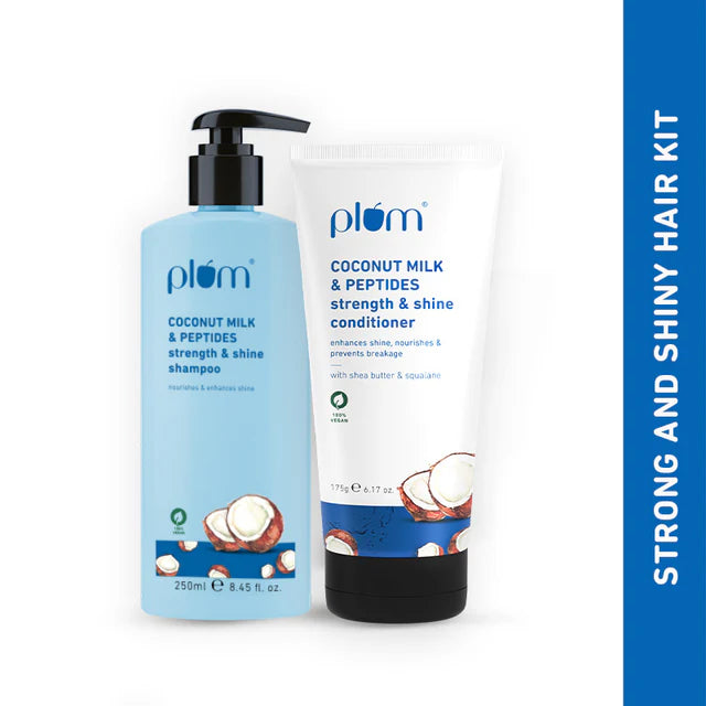 Coconut Milk & Peptides Shiny Hair Combo| Shampoo, Conditioner